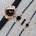 5PCS/Set Women‘s Watches Ladies Fashion Leather Band Analog Quartz WristWatch Bracelets Set. 