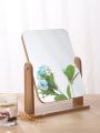 Dresser Vanity Mirror with Natural Wood Stand, 1x 360 Degree Rotating Magnifying Mirror, Portable Table Countertop Mirror Bathr. 
