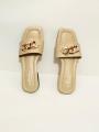 Ladies and Girls Daily Usable Fashionable Flat Shoes | Slim and Gorgeous Design Chain Style Womens Sandals | Girls Slips On Chain Sandals  | Chain Slipper. 