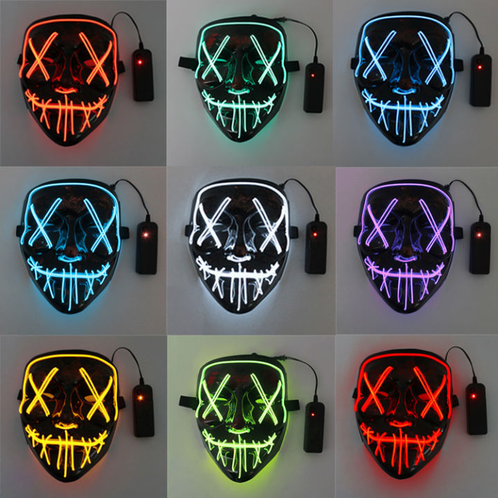 LED Luminous Mask v Hate Halloween Terror Mask Makeup Ball Dressing Props EL Terror Ghost Face Mask