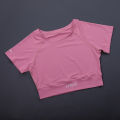 Trendy Women's Fitness Crop Top - Fitted Breathable Short Sleeve, Quick-Dry Yoga Running Shirt, Summer Workout Sports Tee. 