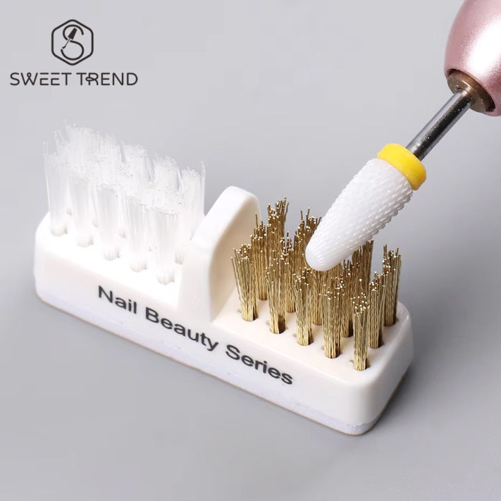 1pc Electric Nail Grinding Head Cleaning Brush Portable Manicure Drills Bits Cleanser Dual Copper Wire Brush Clean Tool Supplies