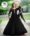 Embroidered Chiffon Maxi Dress for Women - Kaya Work on Neck and Sleeves, Lace Dupatta, 3-Piece Set, Ready-to-Wear. 
