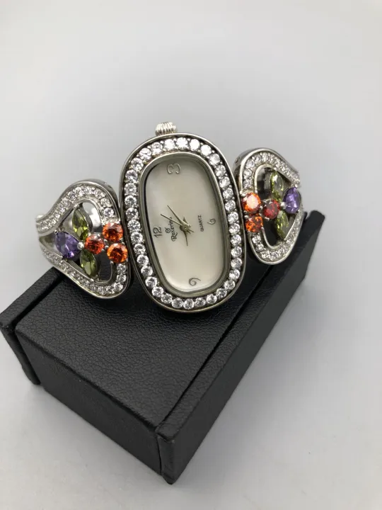 Roxerina%20Silver%20Sterling%20Silver%20925%20Ladies%20Watch%20%E2%80%93%20Italian%20Made%20%E2%80%93%20Quartz%20%E2%80%93%20Gemstone%20Bangle%20Design%20-%20Image%202
