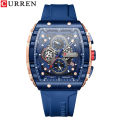 CURREN Top Brand Men's Watches Luxury Square Quartz Wristwatch  Waterproof Luminous Chronograph Watch for Men Date Clock. 