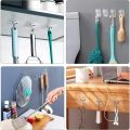 Heavy Duty Utility Wall Hooks for Hanging Clothe and Kitchen Bathroom Accessories Items, ABS Plastic Transparent Hanger for Towel Stainless Steel Self Adhesive Reusable Hook for Household (1,3,5,10 Pcs). 