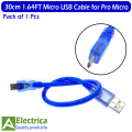 30cm 1.64FT USB Cable for Uno R3/Nano/MEGA 2560/Leonardo/Pro Micro/DUE High Quality Mini / Micro USB 0.3M for Arduino by Electrica. 