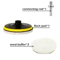 5Pcs Wool Car Polishing Pad Set For Polisher Machine Waxing Polishing Buffing Auto Paint Care Polisher Pads 3/4/5/6/7 Inch. 