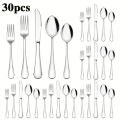 30-piece stainless steel western tableware set cross-border selling 6 people with high-grade silver steak knife and fork set..