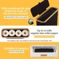 Foldable Toilet Paper Holder with Lid Large Capacity Space-Saving Bathroom Organizer Durable Wood Frame Gray Fabric Finish. 