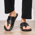 Flip-flops men's summer non-slip leisure indoor open-toed slippers soft bottom light black sandals flip-flops plus size sandals. 