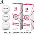Caiton 3/6Pcs Extreme Distance Golf Balls Double Layer High-Energy Core Aerodynamic Stable Flight Soft Feel Practice Play Set. 