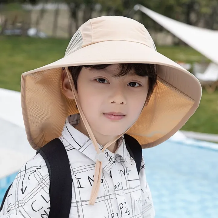 Boy%20Girl%20Children%20Summer%20Bucket%20Hats%20UV%20Protection%20Outdoor%20Beach%20Sun%20Hat%20Boy%20Girl%20Flap%20Cap%20Adjustable%20Wide%20Brim%20Cap%20-%20Image%203