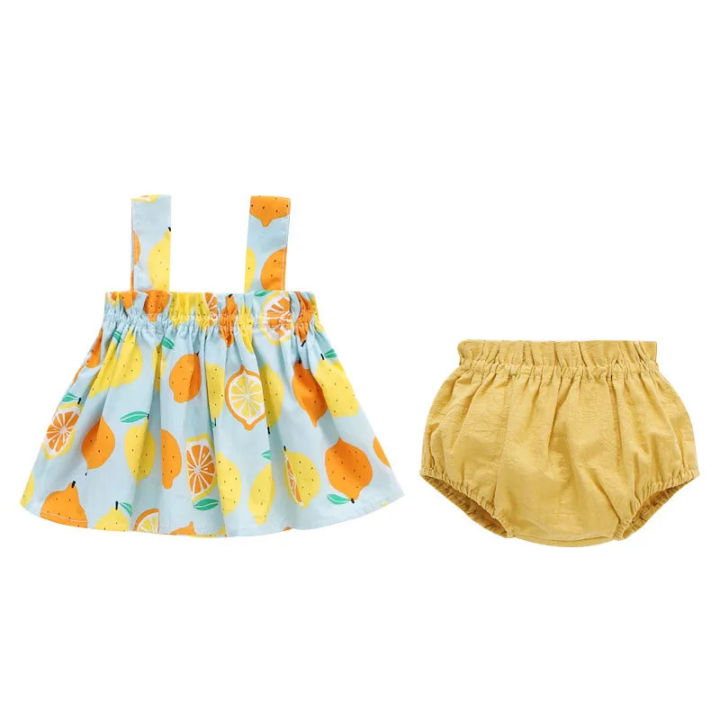 Summer Newborn Baby Clothes For Girls Boys Set Print Thin Mini Dress And PP Shorts 2Pcs Set Infant Baby Clothing Outfit 6-24M