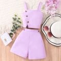 2024 Girls Set 7 8 9 10 11 12 Years Old Summer Minimalist Sleeveless Strap + Shorts Suit Casual Teen Outfit Kids Girl Clothes. 