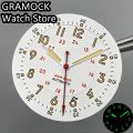 GRAMOCK Pilot Dial 29mm White Field Watch Dial Yellow Number For NH35 ETA PT5000 Miyota DG2813 ST2130 Movement Hand Set Luminous. 
