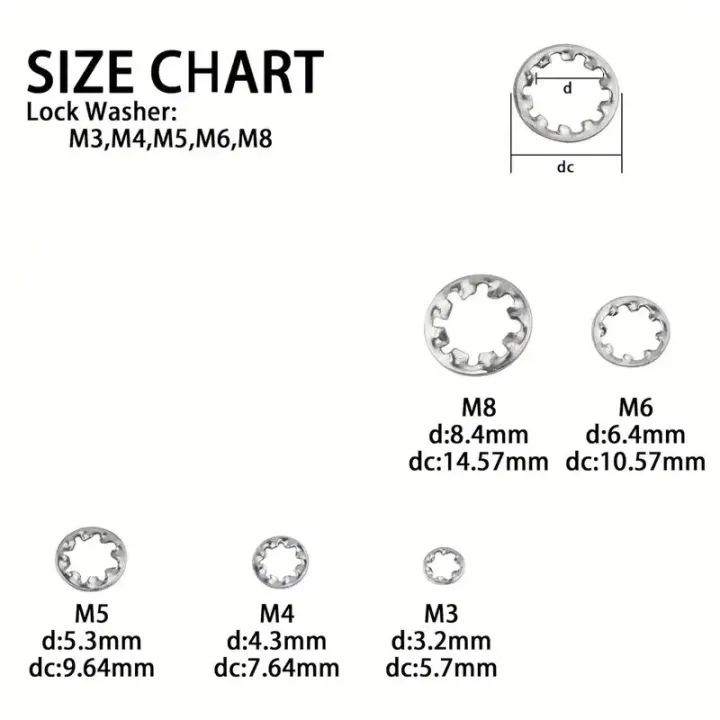 150pcs%20Assorted%20External%20&%20Internal%20Toothed%20Serrated%20Lock%20Washers%20M3-M8%20Stainless%20Steel%20304%20A2-70%20Set%20for%20Hardware%20-%20Image%206