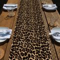 VIKAMA Luxurious Leopard Print Table Flag Kitchen Farmhouse Decoration Family Gathering Table Decoration Table Runner.