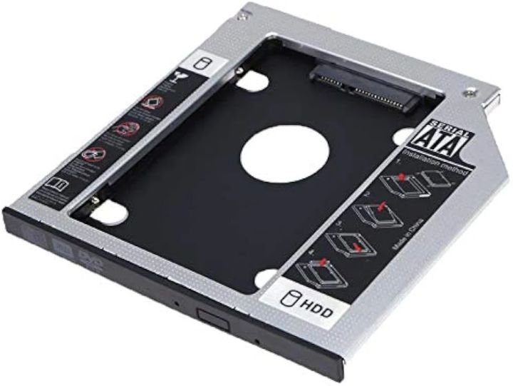 9.5mm SATA HDD/SSD caddy. It's designed to replace a laptop's optical drive, allowing for the installation of a second 2.5-inch hard drive or solid-state drive