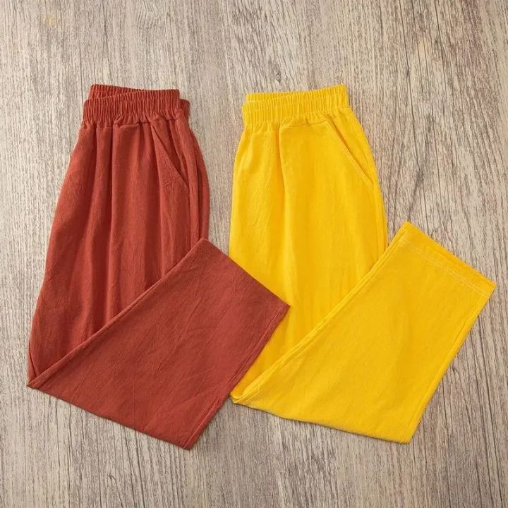 Women%20Summer%20Casual%20Loose%20Harem%20Elastic%20Waist%20Cotton%20Linen%20Pants%20Ninth%20Trousers%20-%20Image%203