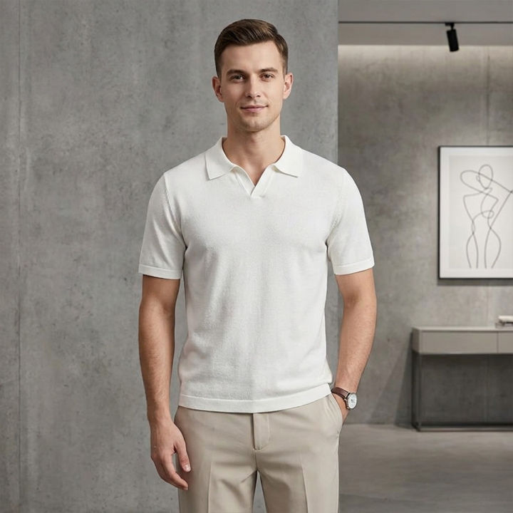 New Stylish Collar Cotton T-Shirt For Men