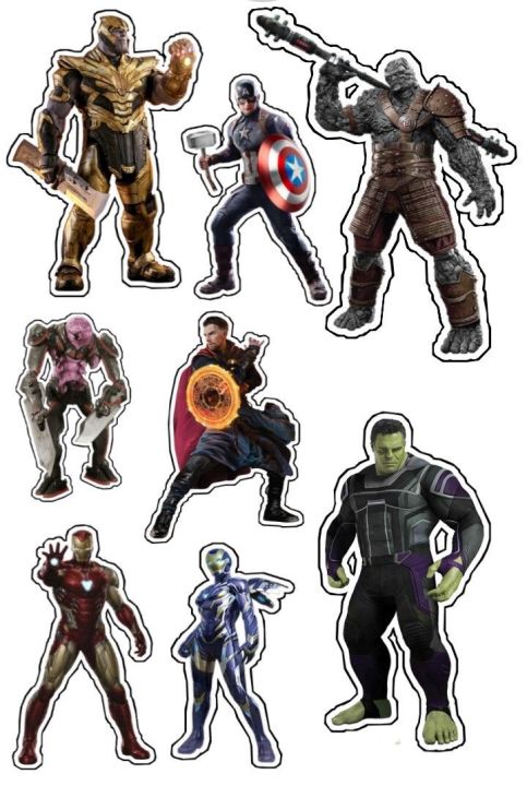 Marvel DC Marvel A5 uncut sticker, Avengers Spider-Man sticker Iron Man , Captain America