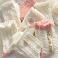 5 Pairs Of Cute Harajuku Lolita White Women's Socks Set Spring And Summer Lace  Cotton Socks  Pink Style Socks With Ruffles. 