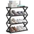 Four-layer multifunctional home storage folding shoe rack, space-saving and easy-to-assemble storage organizer.