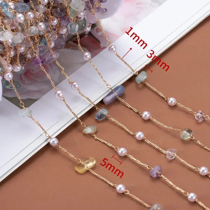 1%20Meter/lot%20Irregular%20Stone%20Beads%20Copper%20Chain%20with%204MM%20Pearls%20Beads%20Links%20for%20DIY%20Jewelry%20Necklace%20Bracelet%20Pendant%20Accessories%20-%20Image%202