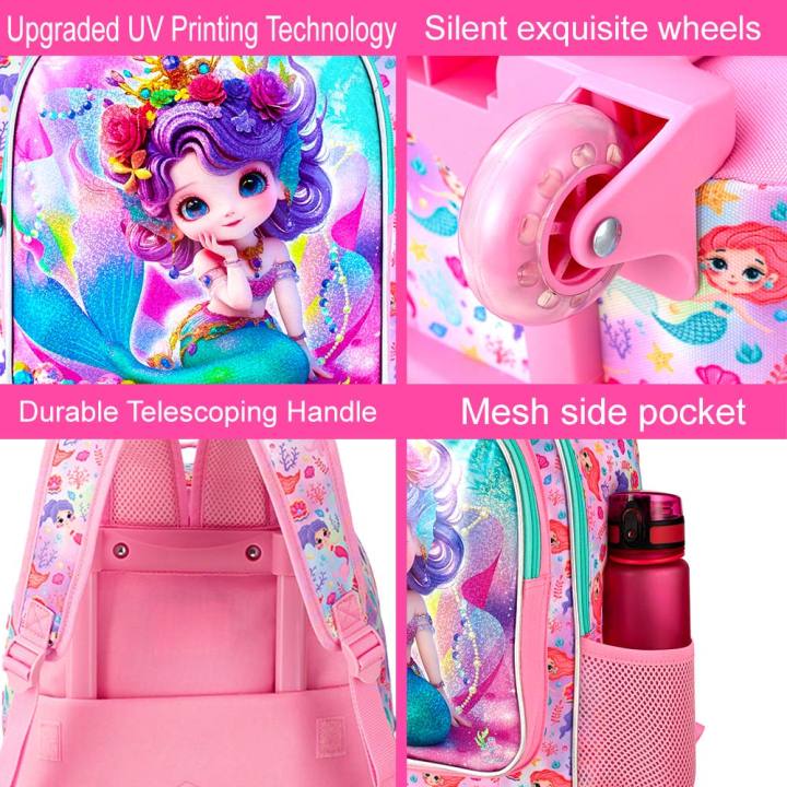 3Pcs%20Rolling%20Backpack%20for%20Girls,%20Kids%20Roller%20School%20Backpack%20with%20Wheels,%20Mermaid%20Wheeled%20Bookbag%20for%20Elementary%20Preschool%20Kinde%20-%20Image%206