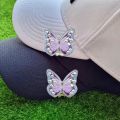 Rhinestone Butterfly Shape Ball Cap Marker with Magnetic Hat Clip , Ideal for Men and Women Golf Enthusiasts.