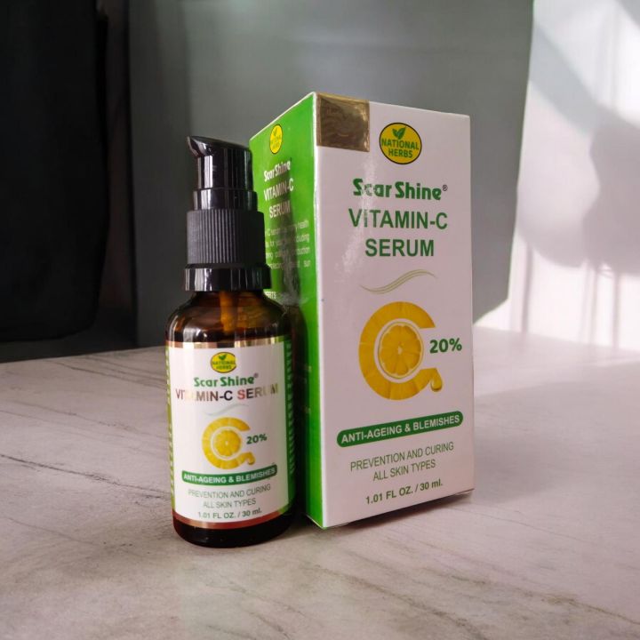 National Herbs Scar Shine Vitamin C Serum 30ml Anti aging and Blemishes Preventation and Curing ,All Skin Types