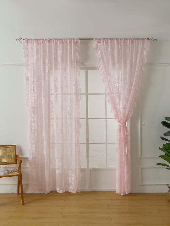 78%20Inch%20Pink%20Lace%20Round%20Mirror%20Rod%20Pocket%20Curtains%20for%20Girls%20Cute%20Atmosphere%20Bedroom%20Balcony%20Home%20Decor%20Curtains%20-%20Image%203