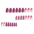 24pcs Glossy Purple and Pink Gradient Press On Nails with Designs - Full Cover Coffin Ballet False Nails for Women and Girls - D. 