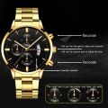 2023 Fashion Men Gold Stainless Steel Watch Luxury Calendar Quartz Wrist Watch Mens Business Watches for Man Clock Reloj Hombre. 