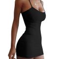 Spaghetti Strap Bodycon Mini Dress Women Tank Club White Party Camisole Dresses Summer New Solid Color Sundress.
