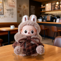 Plush Doll's Clothes for Mini Labubu 4.0 for Love Series Christmas Clothes Classic Grid Dress Cloak Set Clothing. 