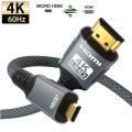 4K@60Hz Micro/Mini HDMI to HDMI Cable Braided HDMI-compatible Male to Male Bi-Directional 2.0Cord 18Gbps for Camera Monitor. 