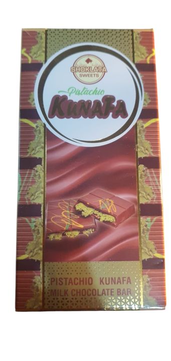 shoklata sweets dubai pistachio kunafa milk chocolate bar 100g