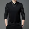 Fall winter men's new classic fashion thin high-end false two-piece long-sleeved shirt business casual lightweight POLO shirt. 