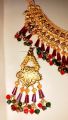 New Gold plated necklace set with Ring & earring - 24k Gold polish multi colour moti. 