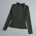 New yoga wear ladies coat round high elastic loose exercise yoga fitness long sleeve stand-up collar  yoga tops. 