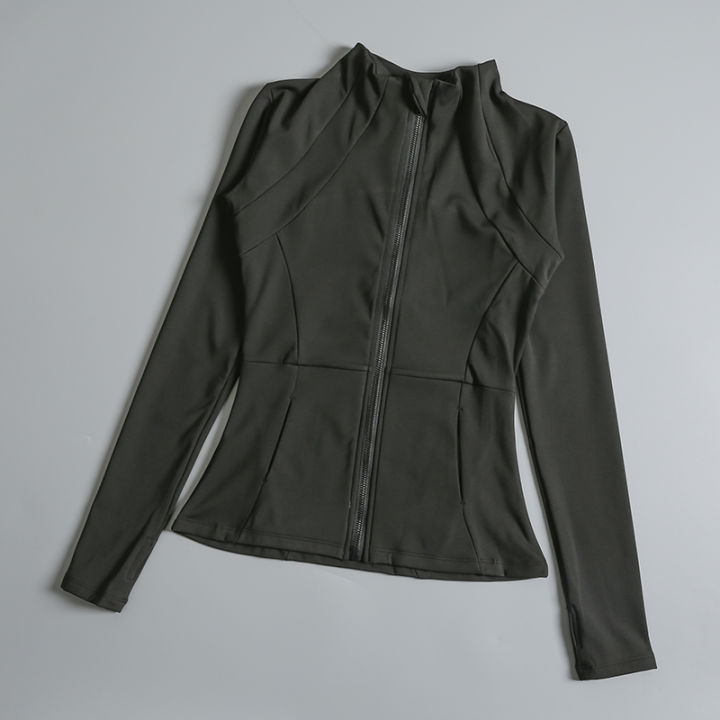New%20yoga%20wear%20ladies%20coat%20round%20high%20elastic%20loose%20exercise%20yoga%20fitness%20long%20sleeve%20stand-up%20collar%20%20yoga%20tops%20-%20Image%202