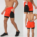 Men's Running Shorts Quick-drying Fitness Black Double Layer Shorts Men New Sport Workout Training Bodybuilding Short Pants.