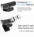 Webcam 1080P USB Camera Ultra Wide Angle Auto Focus with Built-in Microphone for Laptop PC Online Teaching. 