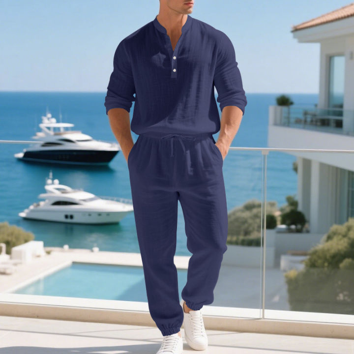 American%20loose%20linen%20set%20for%20men%20autumn%20Hawaiian%20home%20commuter%20thin%20Henry%20shirt%20long%20sleeve%20pants%20set%20-%20Image%205