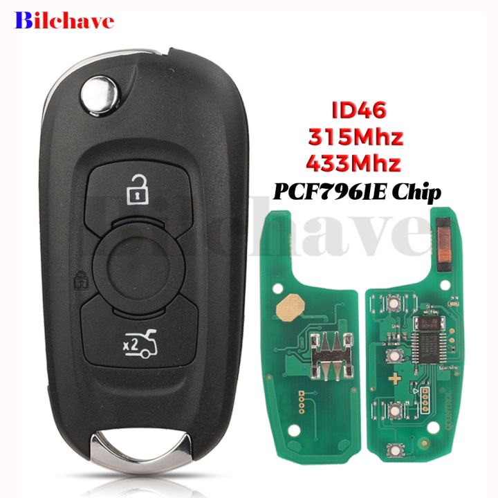 Jingyuqin 433/315MHz ID46 3 Buttons Flip Car Key Remote Fob For Opel Astra K Buick Verano Regal Excelle GT/Excelle XT LaCROSSE