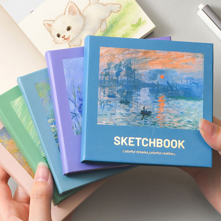 1pc/96 sheets Mini drawing book oil painting, square portable blank sketchbook, sketching hand drawn drawing book sketching book