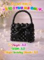 Elegant Mini Handmade Pearl Bag With Ribbon Bow – Versatile Design for Crossbody and Shoulder Carry - Wedding Clutch. 