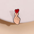 Hand Heart Gesture Enamel Pins Custom Sign Language Brooches Lapel Badges Jewelry for Lover.